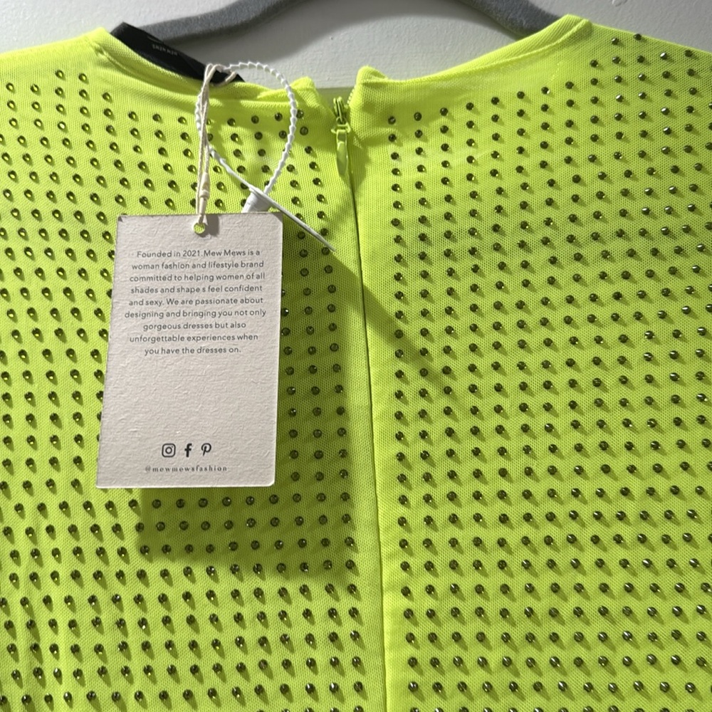 NWT Mew Mews Neriah Crystal‎ Embellished Mini Dress In Green - Picture 17 of 17